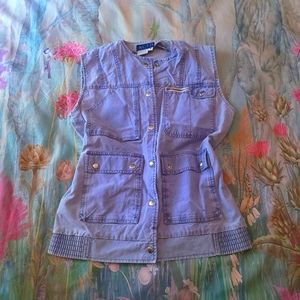 Vintage Denim Cargo Vest 90s Multi Pocket Snap Button Cryptidcore Size Medium